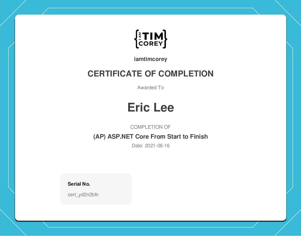 My ASP.NET Core certificate