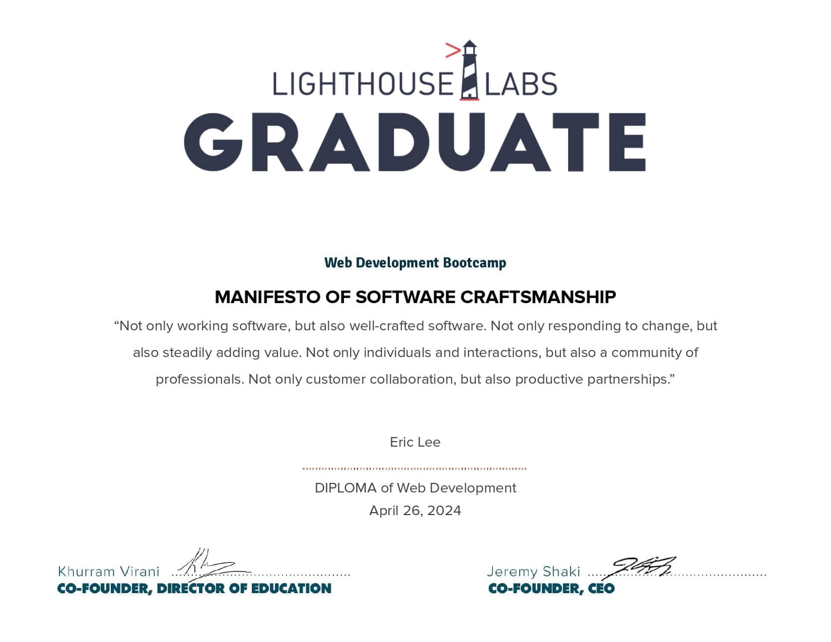 My Lighthouse Labs Diploma